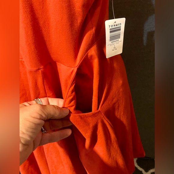 Torrid NWT skater-style tank dress in candy apple red stretch jersey w/POCKETS! - Picture 2 of 6